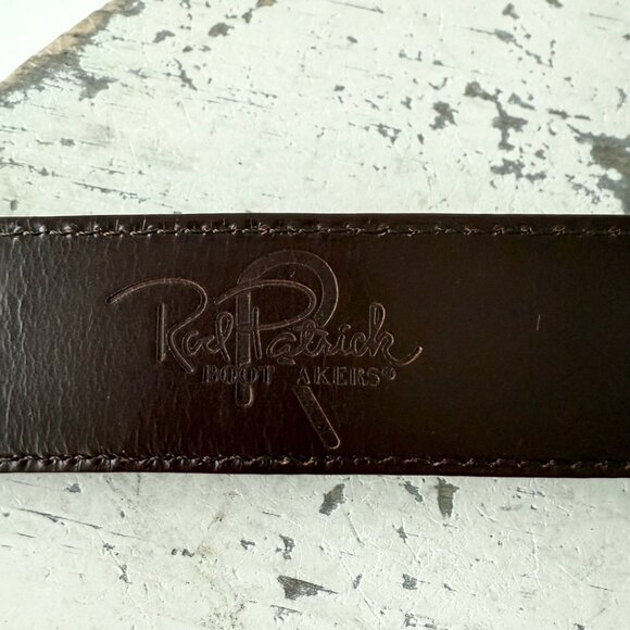 Rod Patrick Mens Full Quill Ostrich Leather Belt Dark Brown 1.25” Tapered Sz 30 - Picture 8 of 12